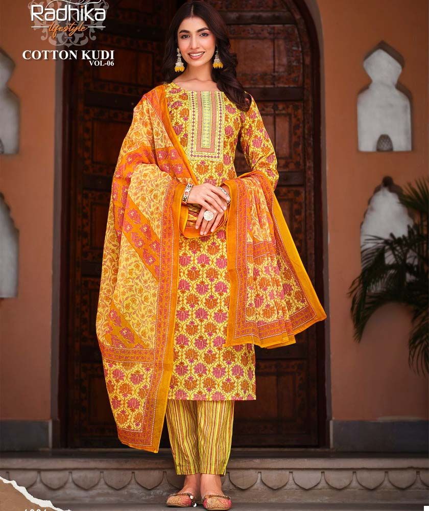 Radhika Lifestyle Cotton Kudi Vol 6 Cotton Wholesale Salwar Suit Catalog — Wholesale Salwar Suits, MPA wholesale from Surat — view 1