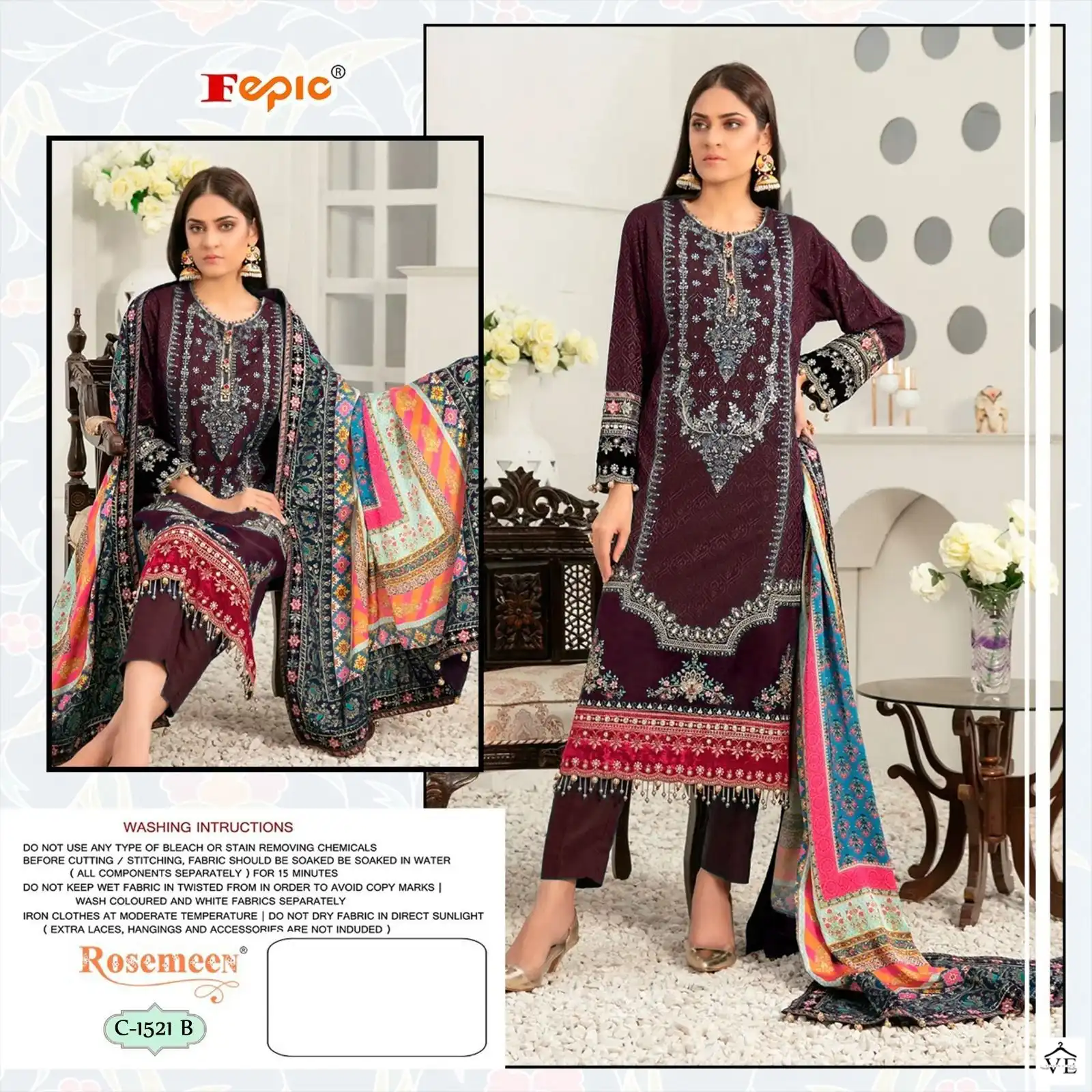 Fepic D1521 Georgette Wholesale Pakistani Salwar Suit Catalog — Wholesale Salwar Suits, MPA wholesale from Surat - Gallery Image 3