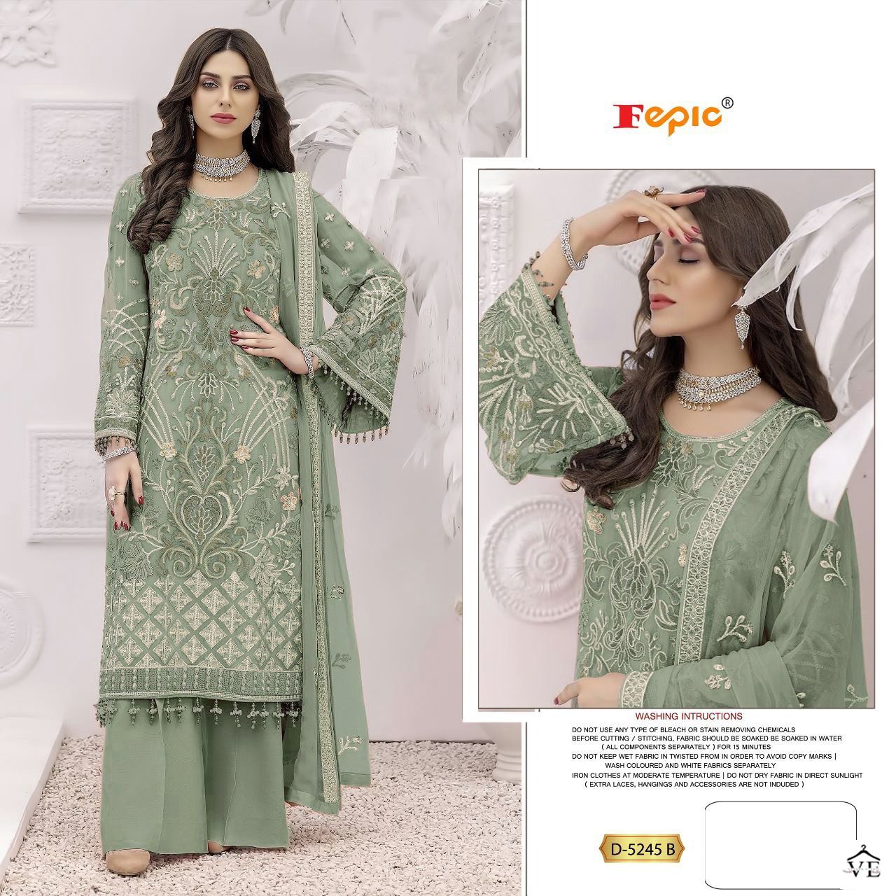 Fepic D 5245 Georgette Wholesale Pakistani Salwar Suit Catalog — Wholesale Salwar Suits, MPA wholesale from Surat - Gallery Image 2