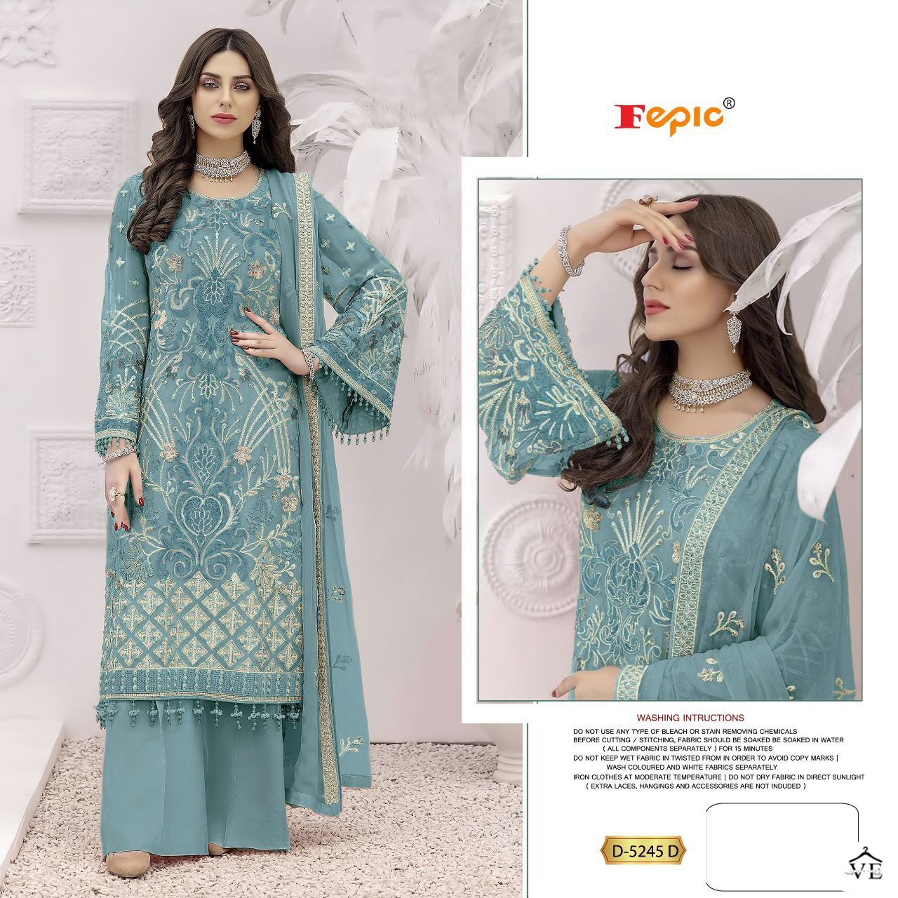 Fepic D 5245 Georgette Wholesale Pakistani Salwar Suit Catalog — Wholesale Salwar Suits, MPA wholesale from Surat - Gallery Image 4