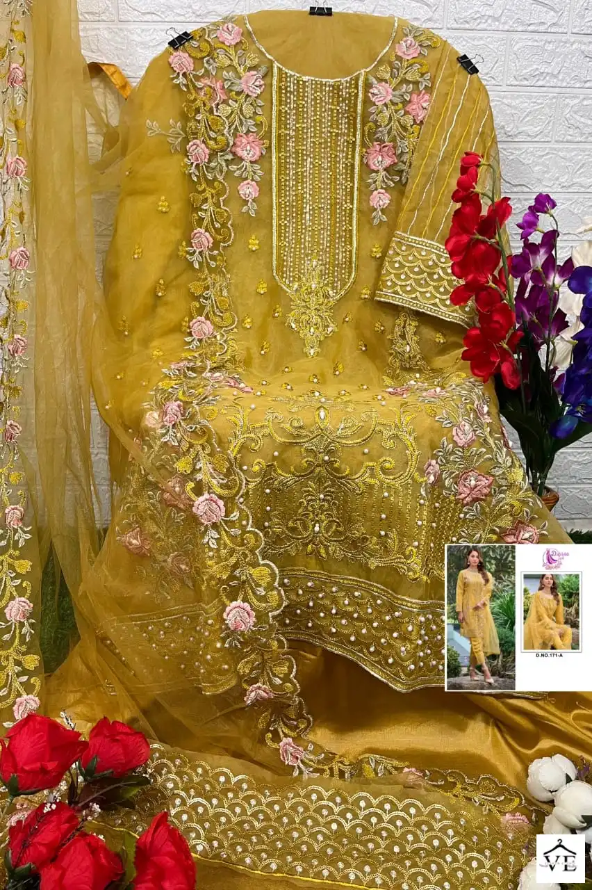 Dinsaa Dno 171 Organza Wholesale Pakistani Suits Catalog — Wholesale Salwar Suits, MPA wholesale from Surat - Gallery Image 7