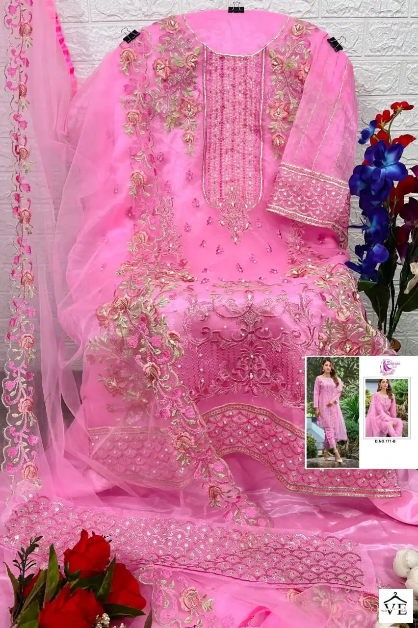 Dinsaa Dno 171 Organza Wholesale Pakistani Suits Catalog — Wholesale Salwar Suits, MPA wholesale from Surat - Gallery Image 5