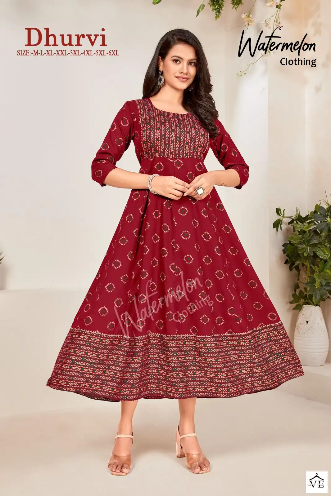 Vardan Ethnic Dhurvi Heavy Rayon Wholesale Long Kurtis Catalog — Wholesale Kurtis, MPA wholesale from Surat - Gallery Image 2