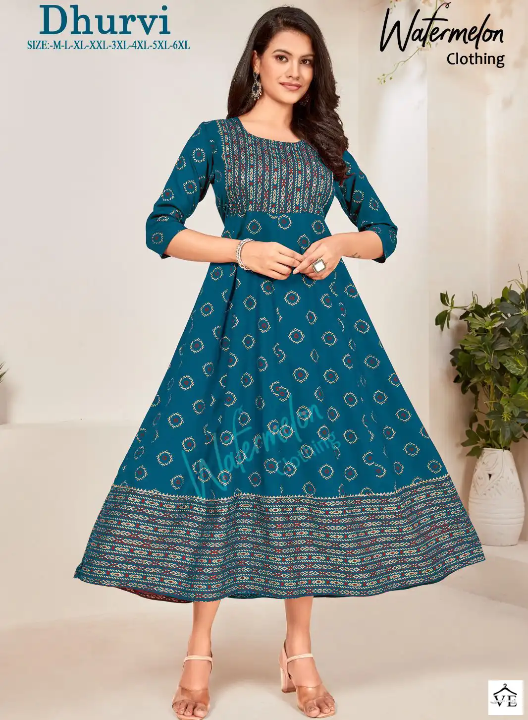 Vardan Ethnic Dhurvi Heavy Rayon Wholesale Long Kurtis Catalog — Wholesale Kurtis, MPA wholesale from Surat — view 1