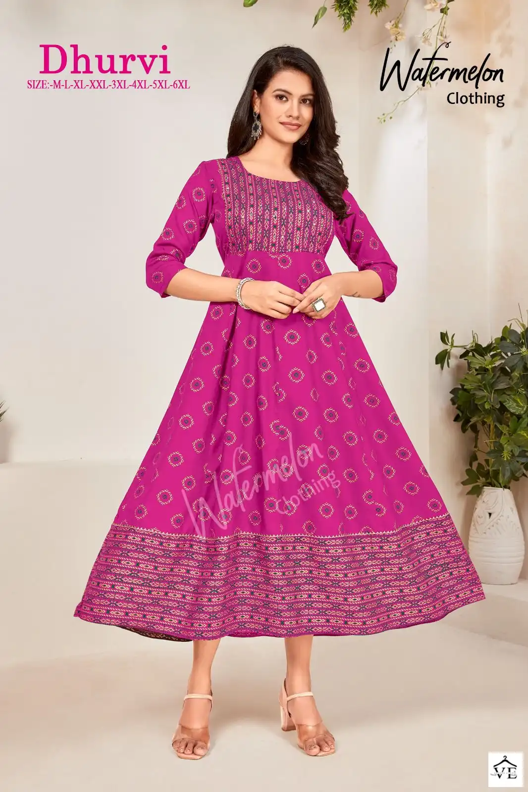 Vardan Ethnic Dhurvi Heavy Rayon Wholesale Long Kurtis Catalog — Wholesale Kurtis, MPA wholesale from Surat - Gallery Image 4