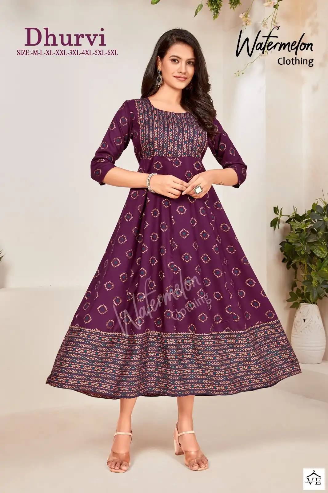 Vardan Ethnic Dhurvi Heavy Rayon Wholesale Long Kurtis Catalog — Wholesale Kurtis, MPA wholesale from Surat - Gallery Image 5