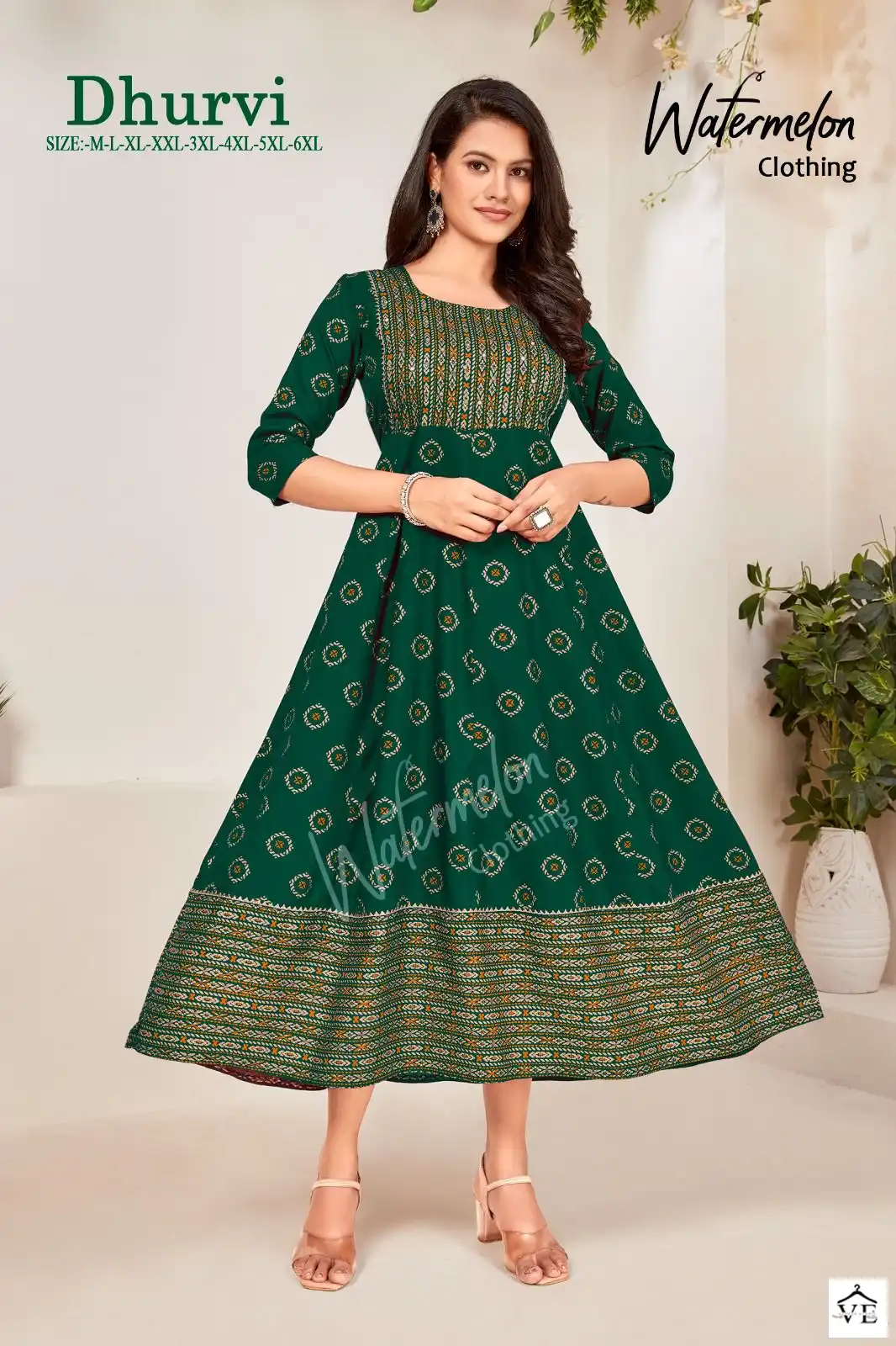 Vardan Ethnic Dhurvi Heavy Rayon Wholesale Long Kurtis Catalog — Wholesale Kurtis, MPA wholesale from Surat - Gallery Image 6