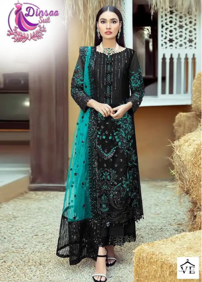 Dinsaa Ds-102 Faux Georgette Wholesale Pakistani Suit Catalog — Wholesale Salwar Suits, MPA wholesale from Surat - Gallery Image 4