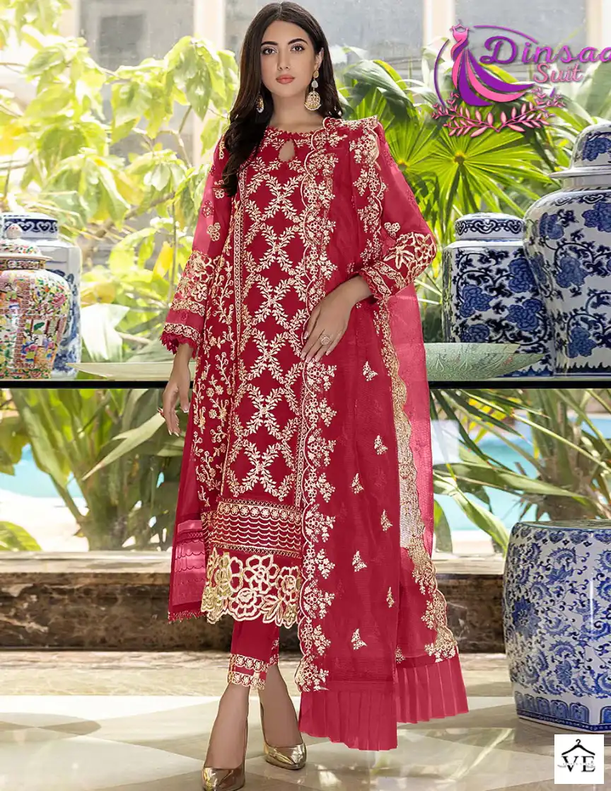 Dinsaa Dno 147 Georgette Wholesale Pakistani Suits Catalog — Wholesale Salwar Suits, MPA wholesale from Surat — view 1