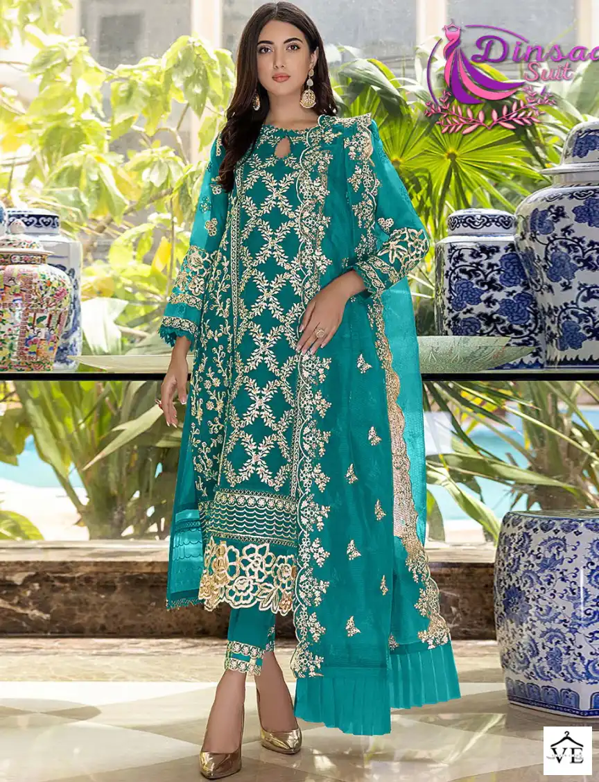 Dinsaa Dno 147 Georgette Wholesale Pakistani Suits Catalog — Wholesale Salwar Suits, MPA wholesale from Surat - Gallery Image 3