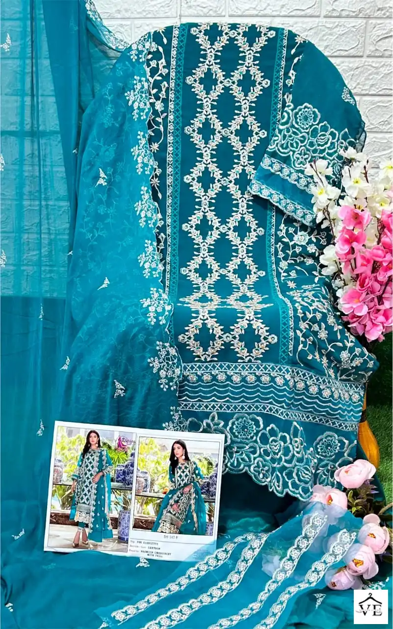 Dinsaa Dno 147 Georgette Wholesale Pakistani Suits Catalog — Wholesale Salwar Suits, MPA wholesale from Surat - Gallery Image 8