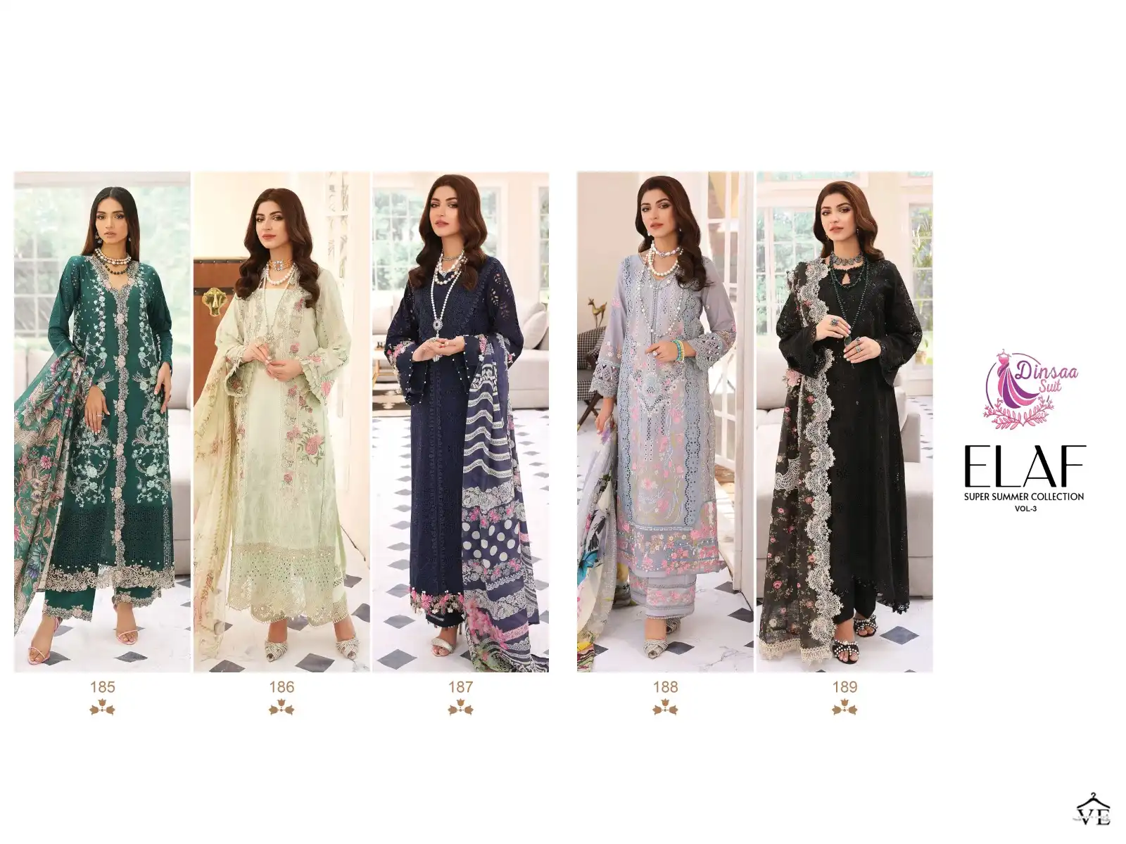 Dinsaa Elaf Super Summer  Collection Vol-3 Pure Cotton Wholesale Pakistani Suit Catalog — Wholesale Salwar Suits, MPA wholesale from Surat — view 6
