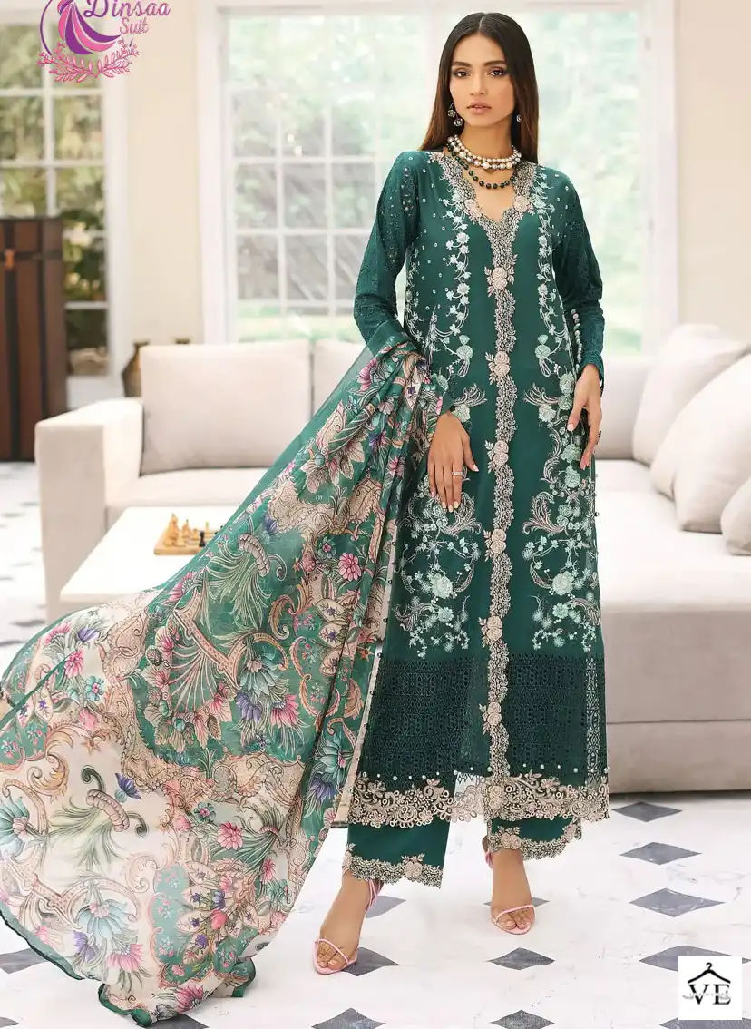 Dinsaa Elaf Super Summer Collection Vol-3 Pure Cotton Wholesale Pakistani Suit Catalog — Wholesale Salwar Suits, MPA wholesale from Surat — view 1