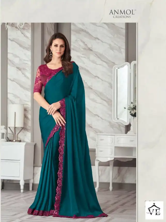 Anmol Exotique Vol-3 Georgette, Silk Wholesale Fancy Saree Catalog — Wholesale Sarees, MPA wholesale from Surat - Gallery Image 8