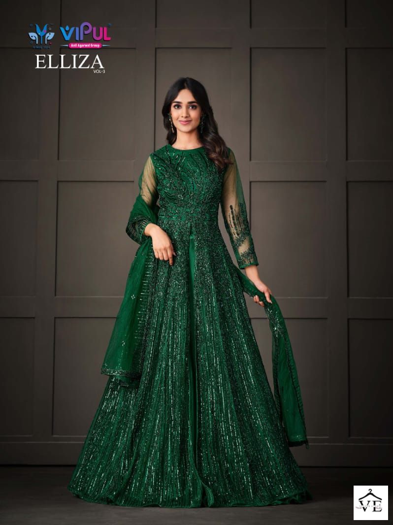Vipul Elliza Vol 3 Net Wholesale Designer Salwar Suit Catalog — Wholesale Salwar Suits, MPA wholesale from Surat - Gallery Image 3