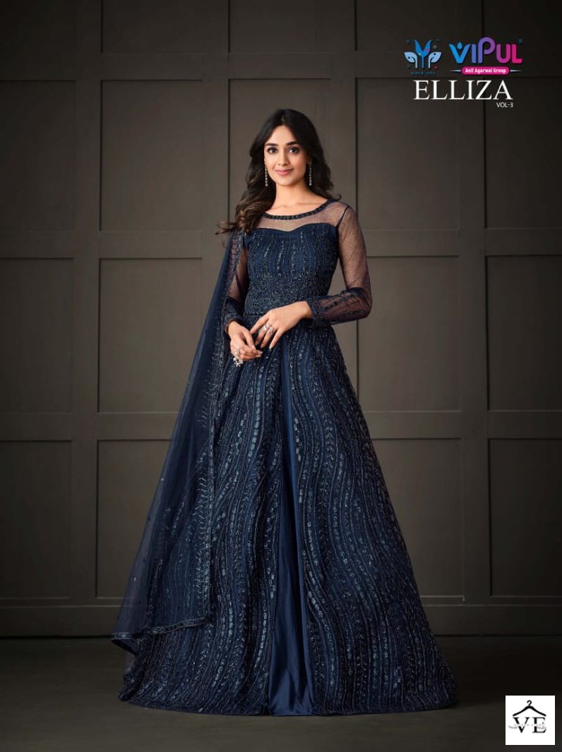 Vipul Elliza Vol 3 Net Wholesale Designer Salwar Suit Catalog — Wholesale Salwar Suits, MPA wholesale from Surat - Gallery Image 8