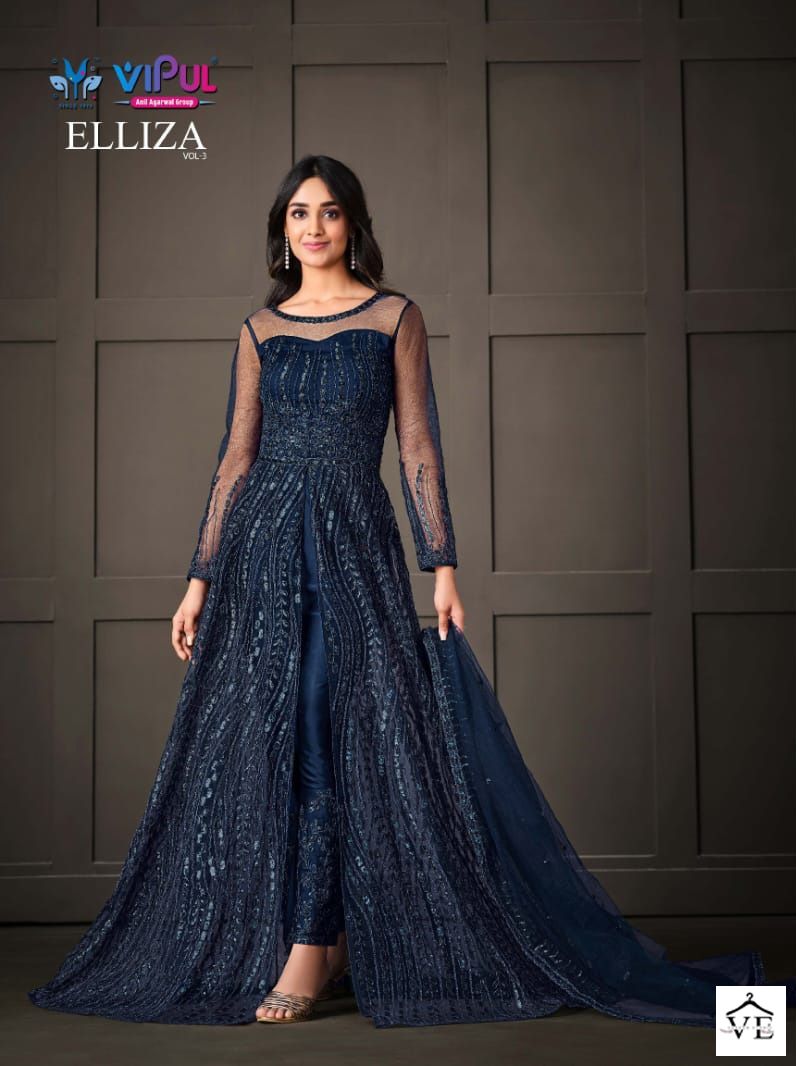 Vipul Elliza Vol 3 Net Wholesale Designer Salwar Suit Catalog — Wholesale Salwar Suits, MPA wholesale from Surat - Gallery Image 9
