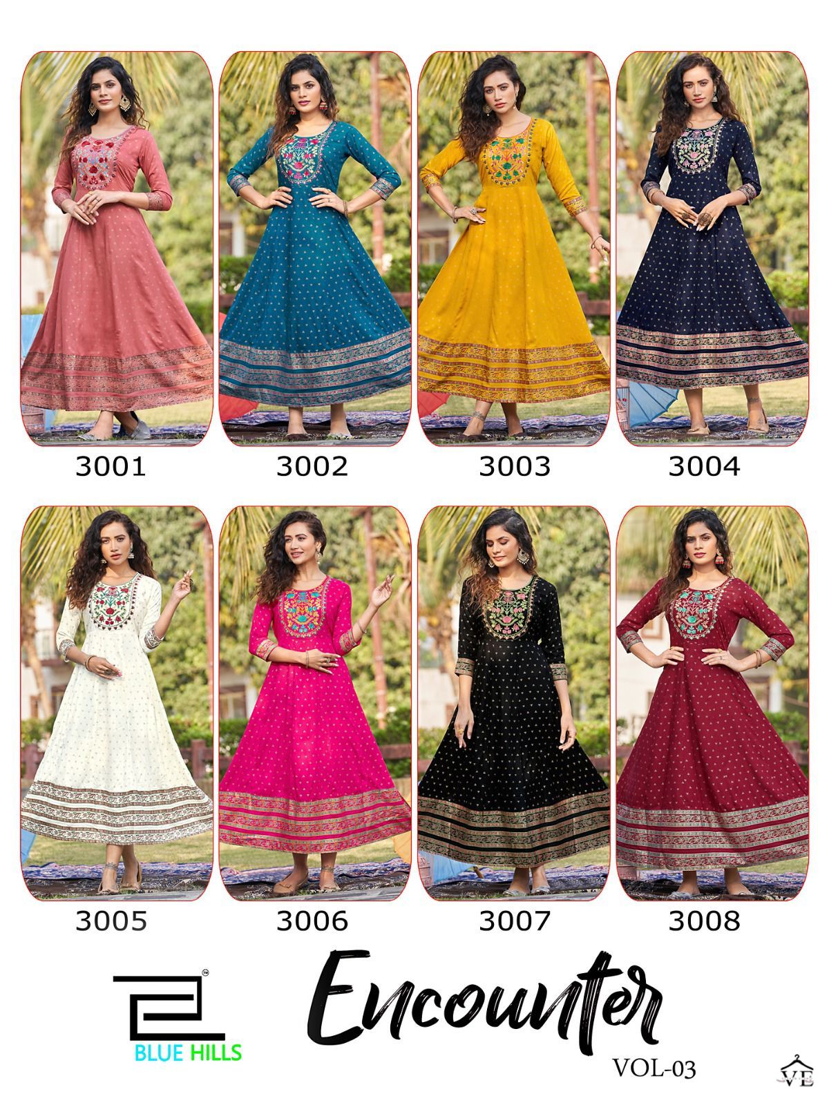 Blue Hills Encounter Vol 3 Rayon Foil Wholesale Kurtis Catalog — Wholesale Kurtis, MPA wholesale from Surat — view 7