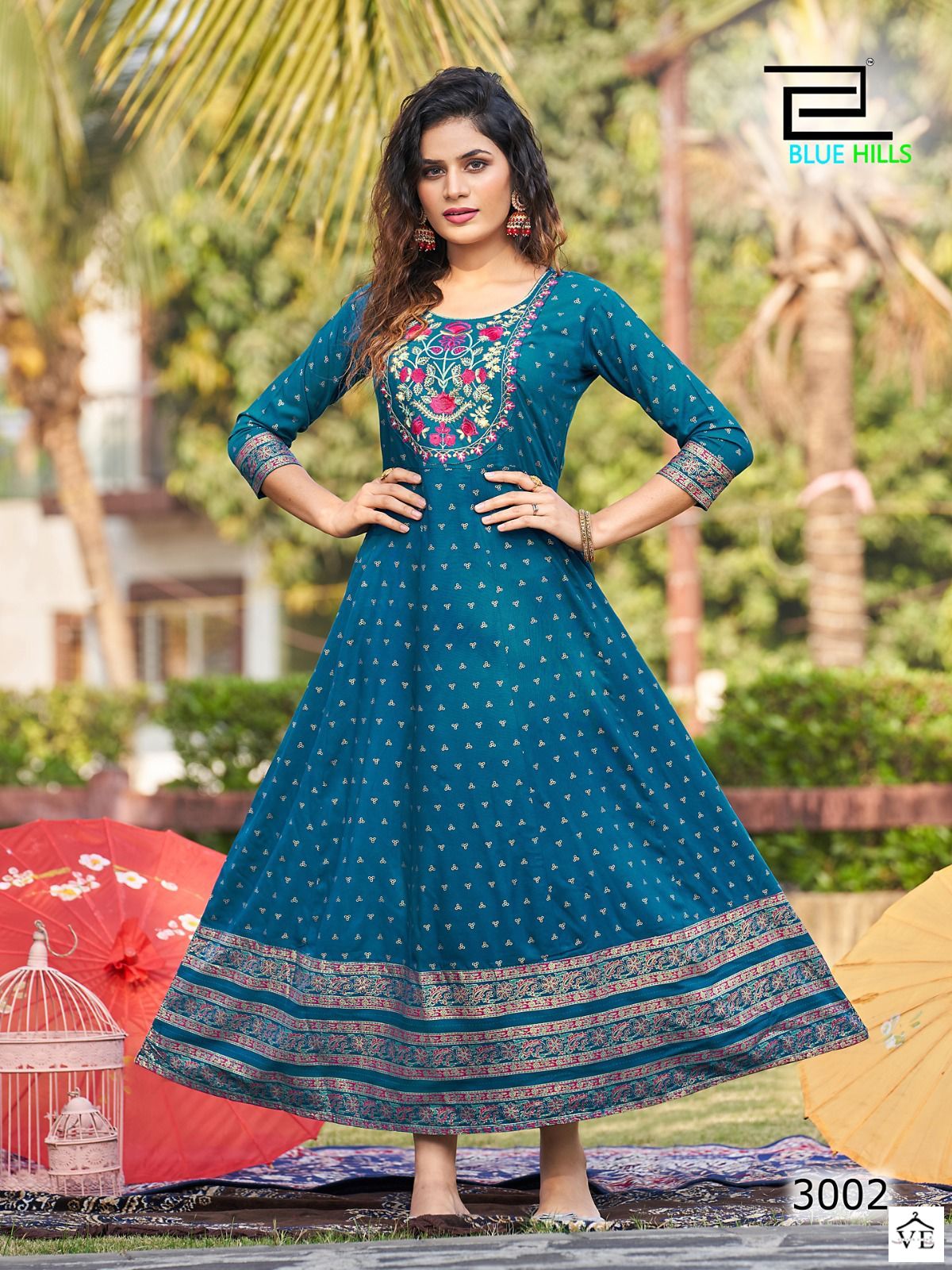 Blue Hills Encounter Vol 3 Rayon Foil Wholesale Kurtis Catalog — Wholesale Kurtis, MPA wholesale from Surat - Gallery Image 2