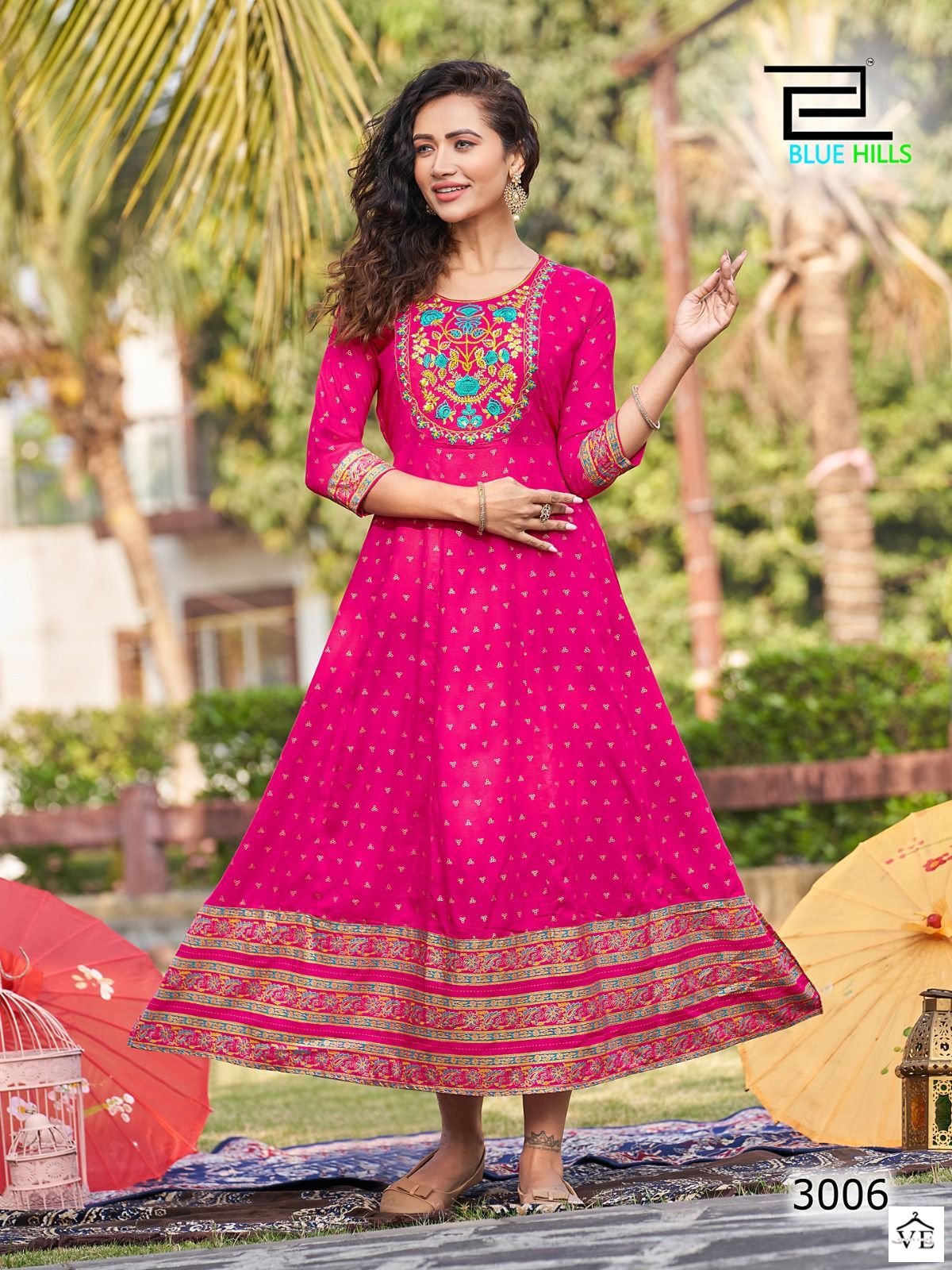Blue Hills Encounter Vol 3 Rayon Foil Wholesale Kurtis Catalog — Wholesale Kurtis, MPA wholesale from Surat - Gallery Image 3