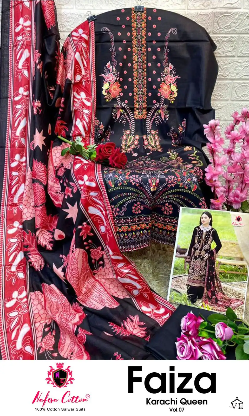 Nafisha Faiza Karachi Queen Vol 7 Cotton Wholesale Pakistani Suit Catalog — Wholesale Salwar Suits, MPA wholesale from Surat - Gallery Image 9