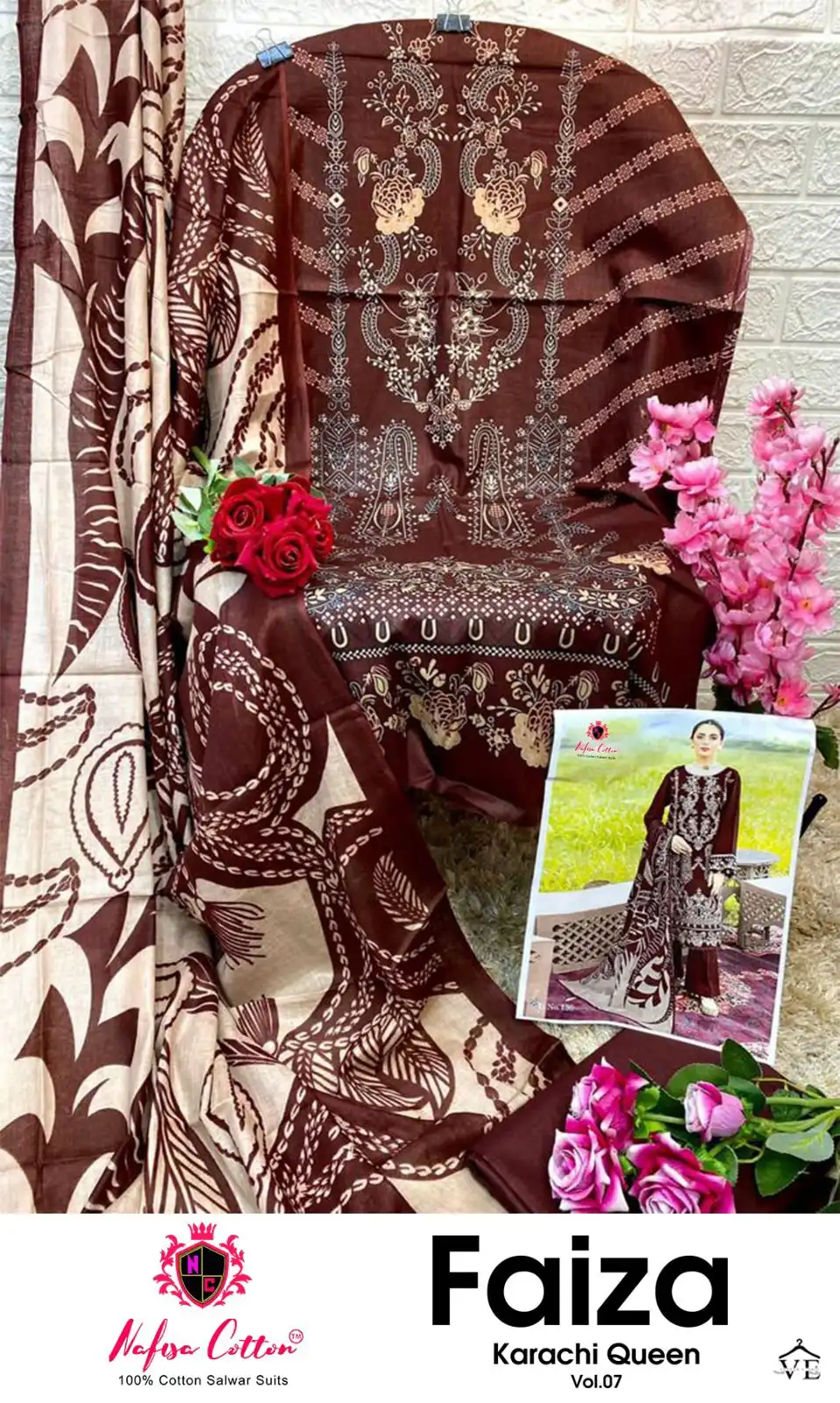 Nafisha Faiza Karachi Queen Vol 7 Cotton Wholesale Pakistani Suit Catalog — Wholesale Salwar Suits, MPA wholesale from Surat - Gallery Image 10