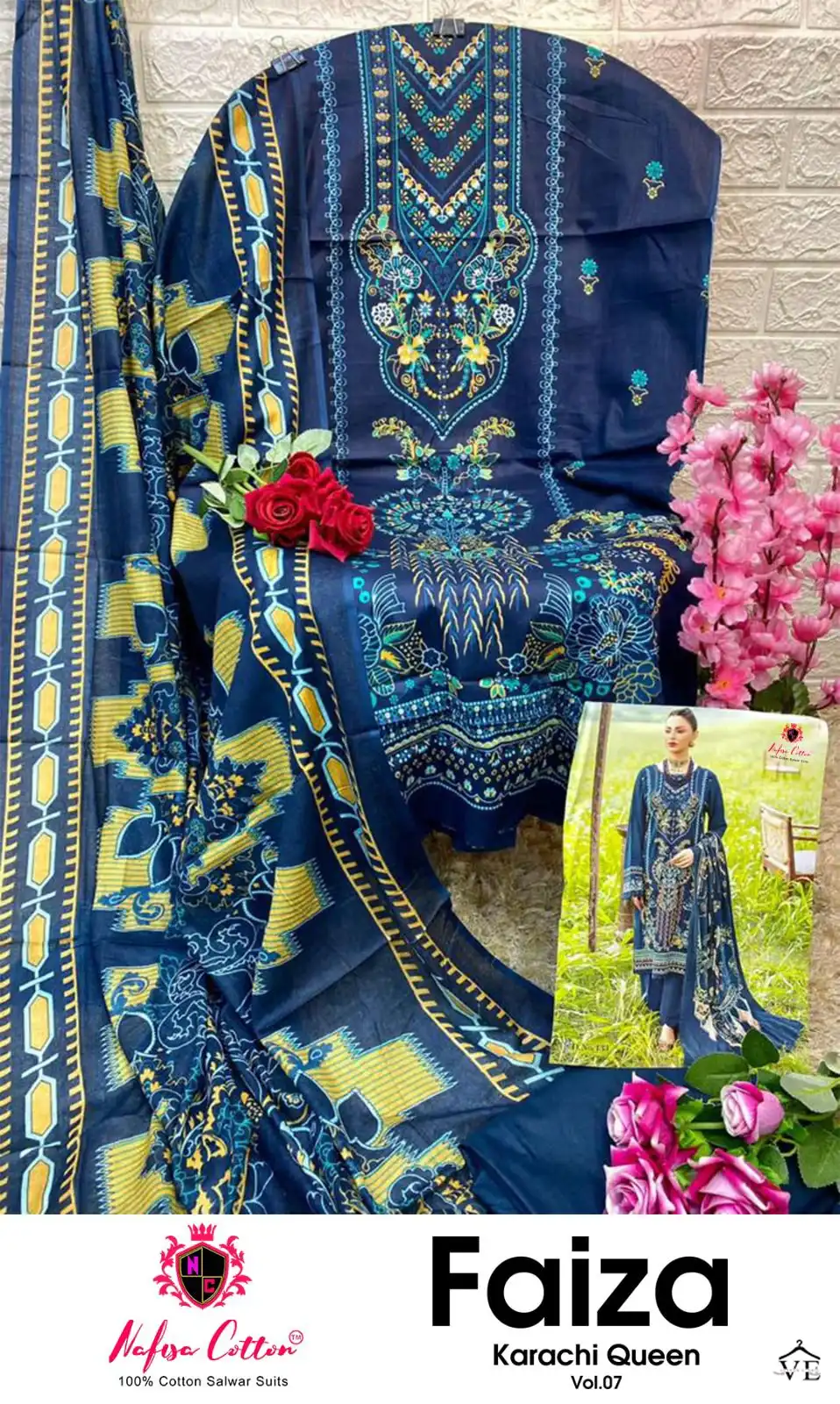 Nafisha Faiza Karachi Queen Vol 7 Cotton Wholesale Pakistani Suit Catalog — Wholesale Salwar Suits, MPA wholesale from Surat - Gallery Image 11