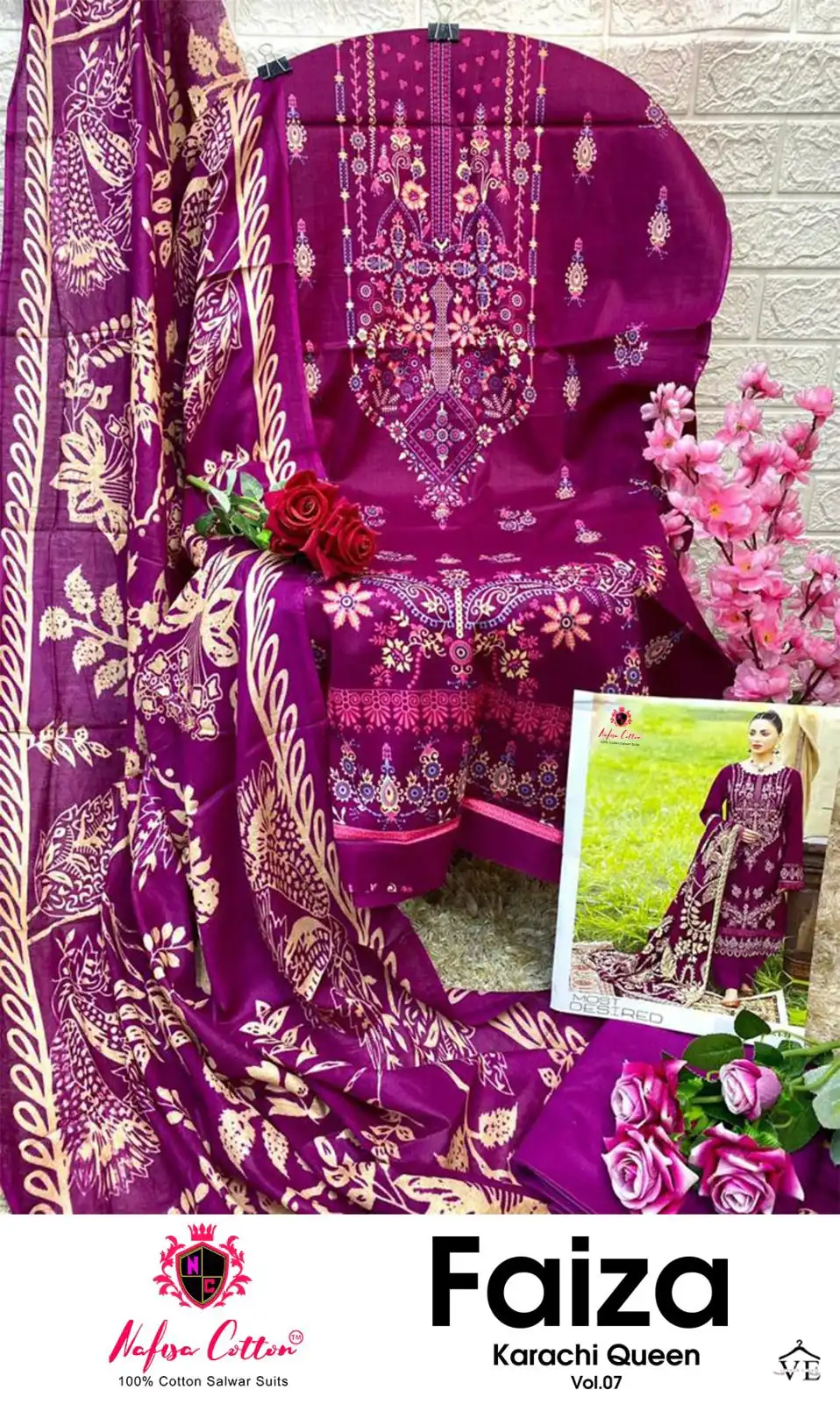 Nafisha Faiza Karachi Queen Vol 7 Cotton Wholesale Pakistani Suit Catalog — Wholesale Salwar Suits, MPA wholesale from Surat - Gallery Image 8
