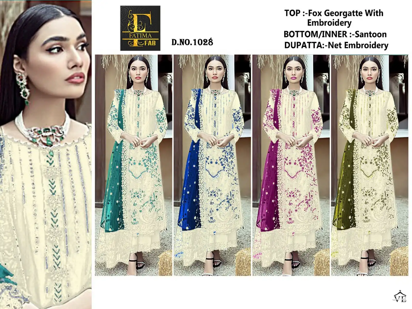 Fatima Fab 1028 Heavy Faux Georgette Wholesale Pakistani Suit Catalog — Wholesale Salwar Suits, MPA wholesale from Surat — view 16