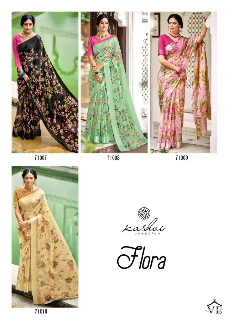 Kashvi Creation Flora Satin Wholesale Sarees Catalog — Wholesale Sarees, Kashvi Creation wholesale from Surat - Gallery Image 11
