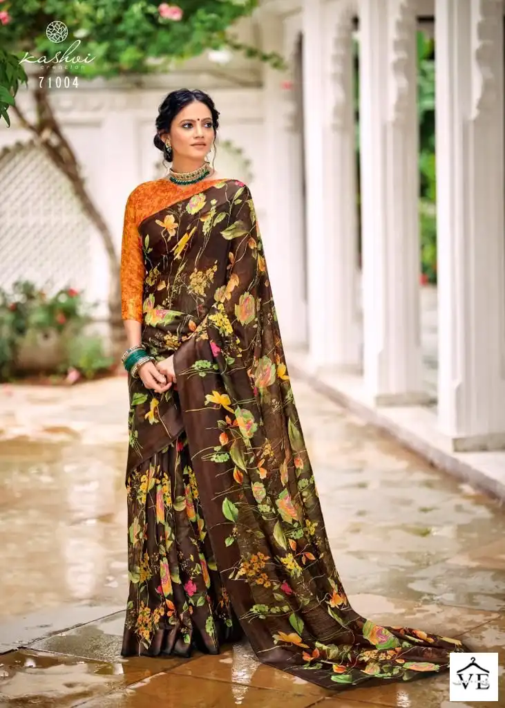 Kashvi Creation Flora Satin Wholesale Sarees Catalog — Wholesale Sarees, Kashvi Creation wholesale from Surat - Gallery Image 8