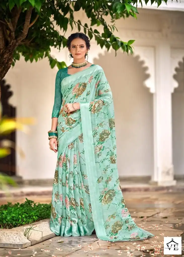 Kashvi Creation Flora Satin Wholesale Sarees Catalog — Wholesale Sarees, Kashvi Creation wholesale from Surat - Gallery Image 9