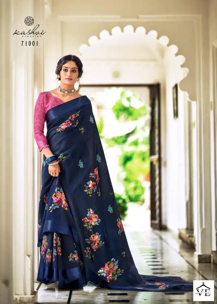 Kashvi Creation Flora Satin Wholesale Sarees Catalog — Wholesale Sarees, Kashvi Creation wholesale from Surat - Gallery Image 10