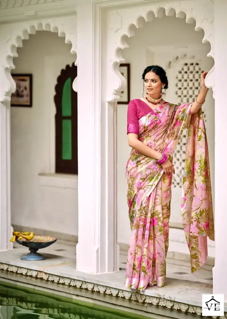 Kashvi Creation Flora Satin Wholesale Sarees Catalog — Wholesale Sarees, Kashvi Creation wholesale from Surat - Gallery Image 4