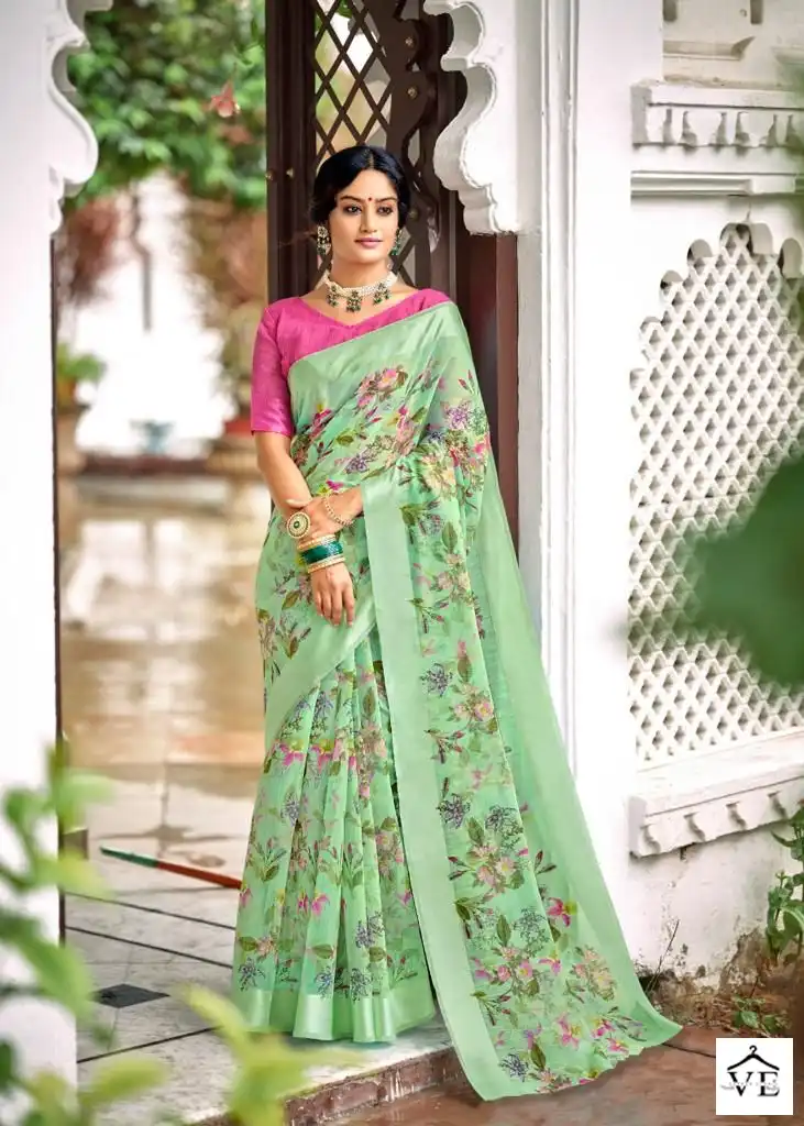 Kashvi Creation Flora Satin Wholesale Sarees Catalog — Wholesale Sarees, Kashvi Creation wholesale from Surat - Gallery Image 5