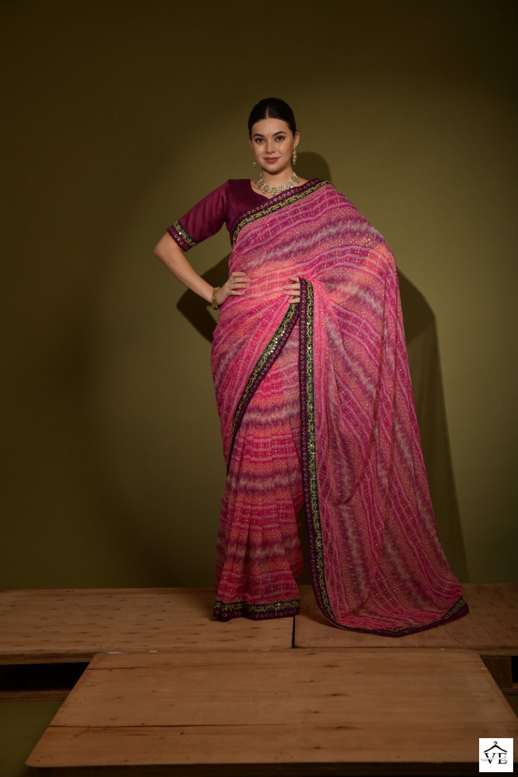 Vardan Ethnic Floral Vol 11 Chiffon Wholesale Sarees Catalog — Wholesale Sarees, MPA wholesale from Surat — view 4