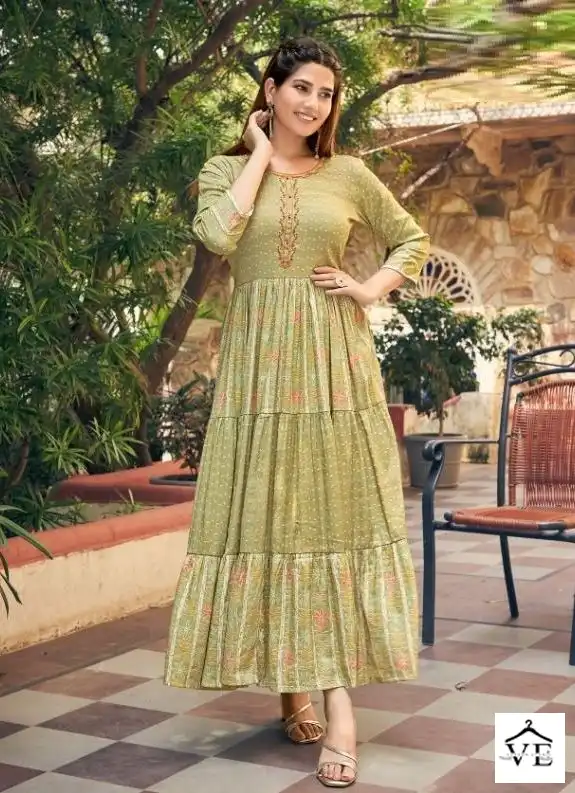 Vitara Fusion Rayon Wholesale Long Gown Kurti Catalog — Wholesale Kurtis, MPA wholesale from Surat — view 3