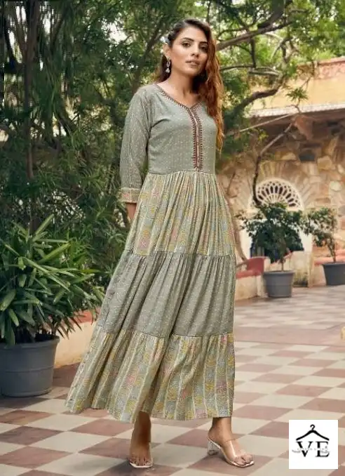 Vitara Fusion Rayon Wholesale Long Gown Kurti Catalog — Wholesale Kurtis, MPA wholesale from Surat — view 4