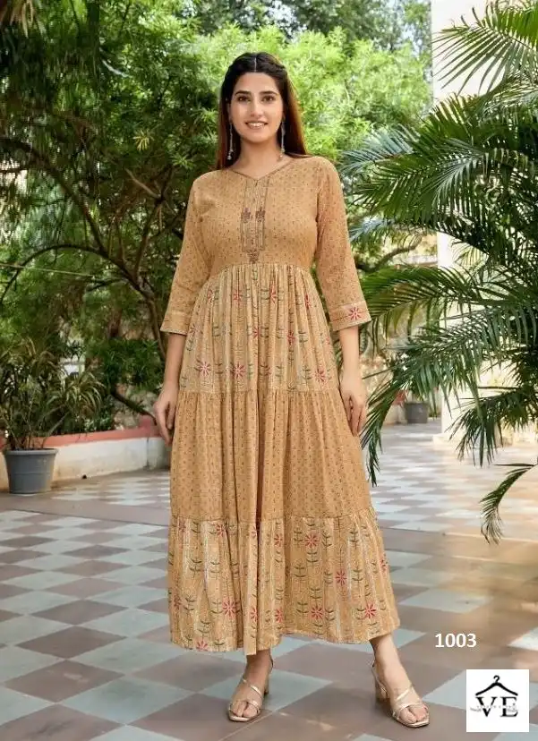 Vitara Fusion Rayon Wholesale Long Gown Kurti Catalog — Wholesale Kurtis, MPA wholesale from Surat — view 2