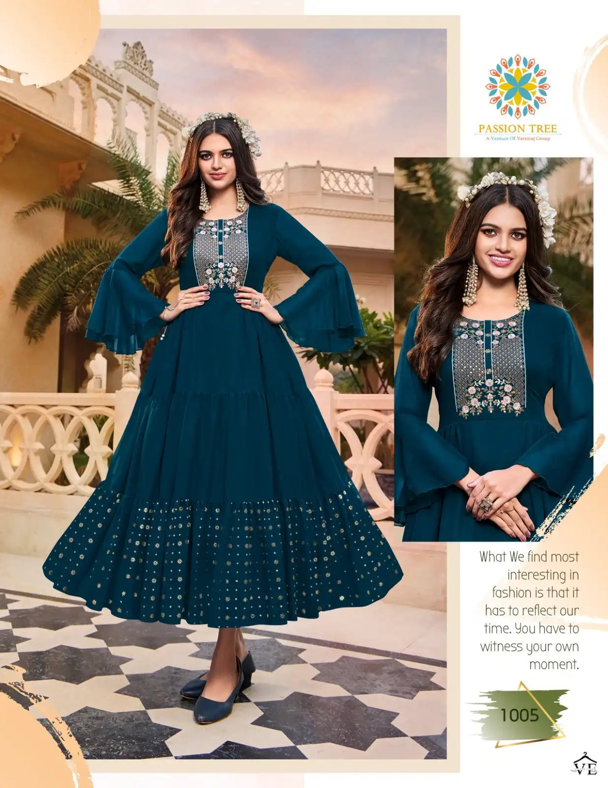 Vardan Ethnic Flair Glory Vol 1 Georgette Wholesale Long Kurti Catalog — Wholesale Kurtis, MPA wholesale from Surat — view 4