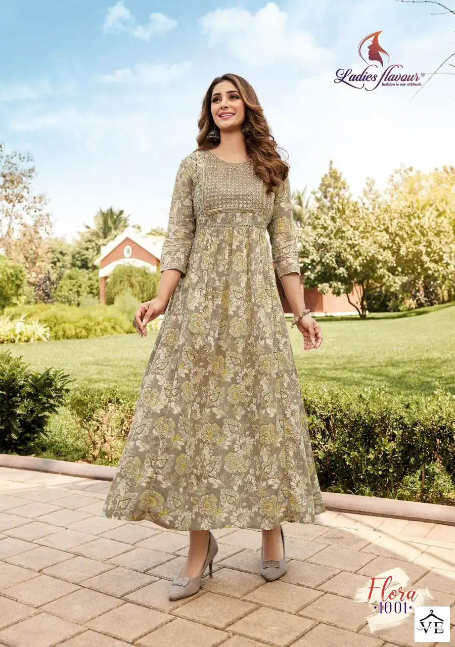Ladies Flavour Flora Pure Mal Mal Cotton Wholesale One Piece Catalog — Wholesale Kurtis, MPA wholesale from Surat - Gallery Image 2
