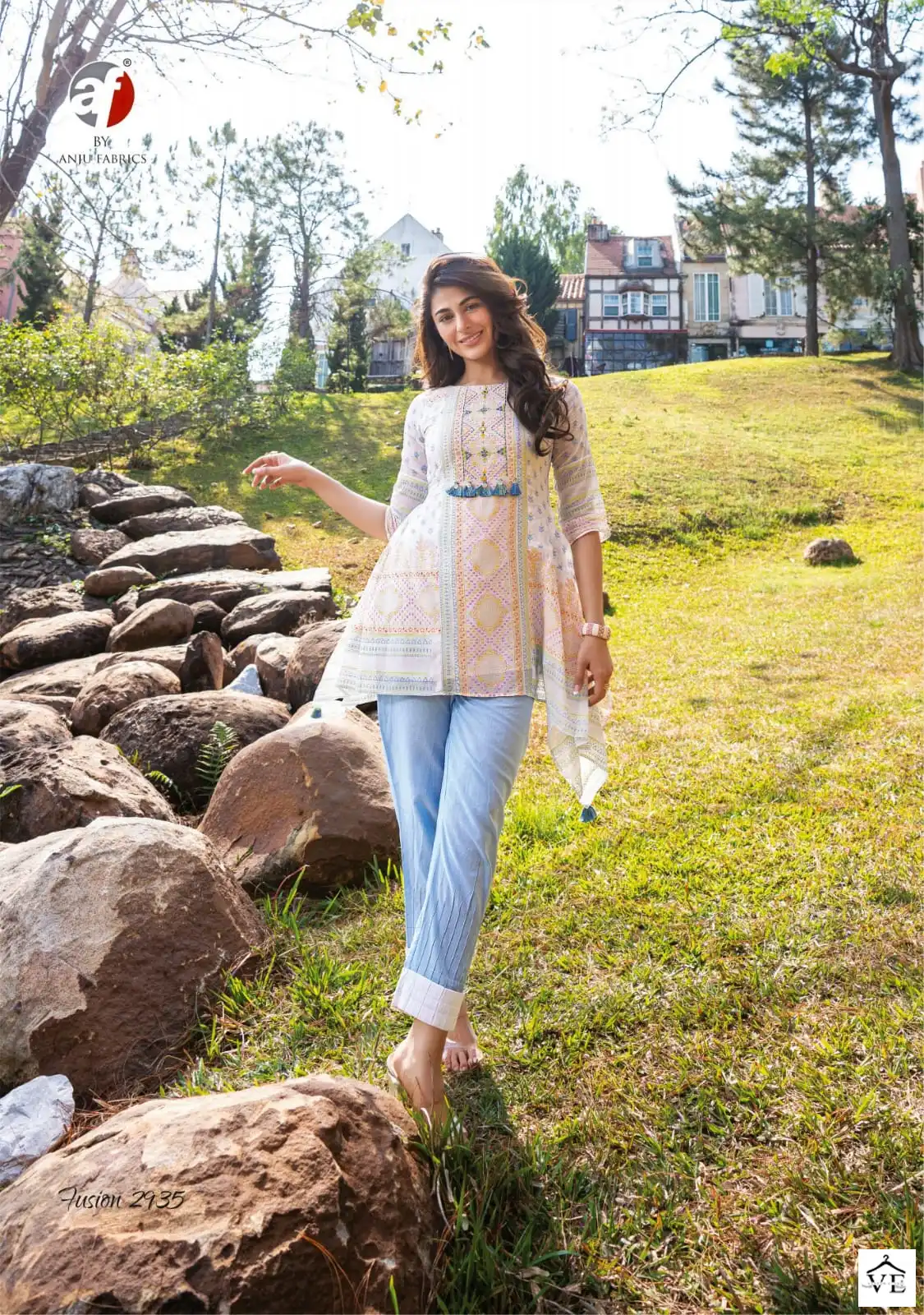 Anju Fabric Fusion Vol 2 Mul Cotton Wholesale Kurti With Pant Catalog — Wholesale Kurtis, MPA wholesale from Surat - Gallery Image 5