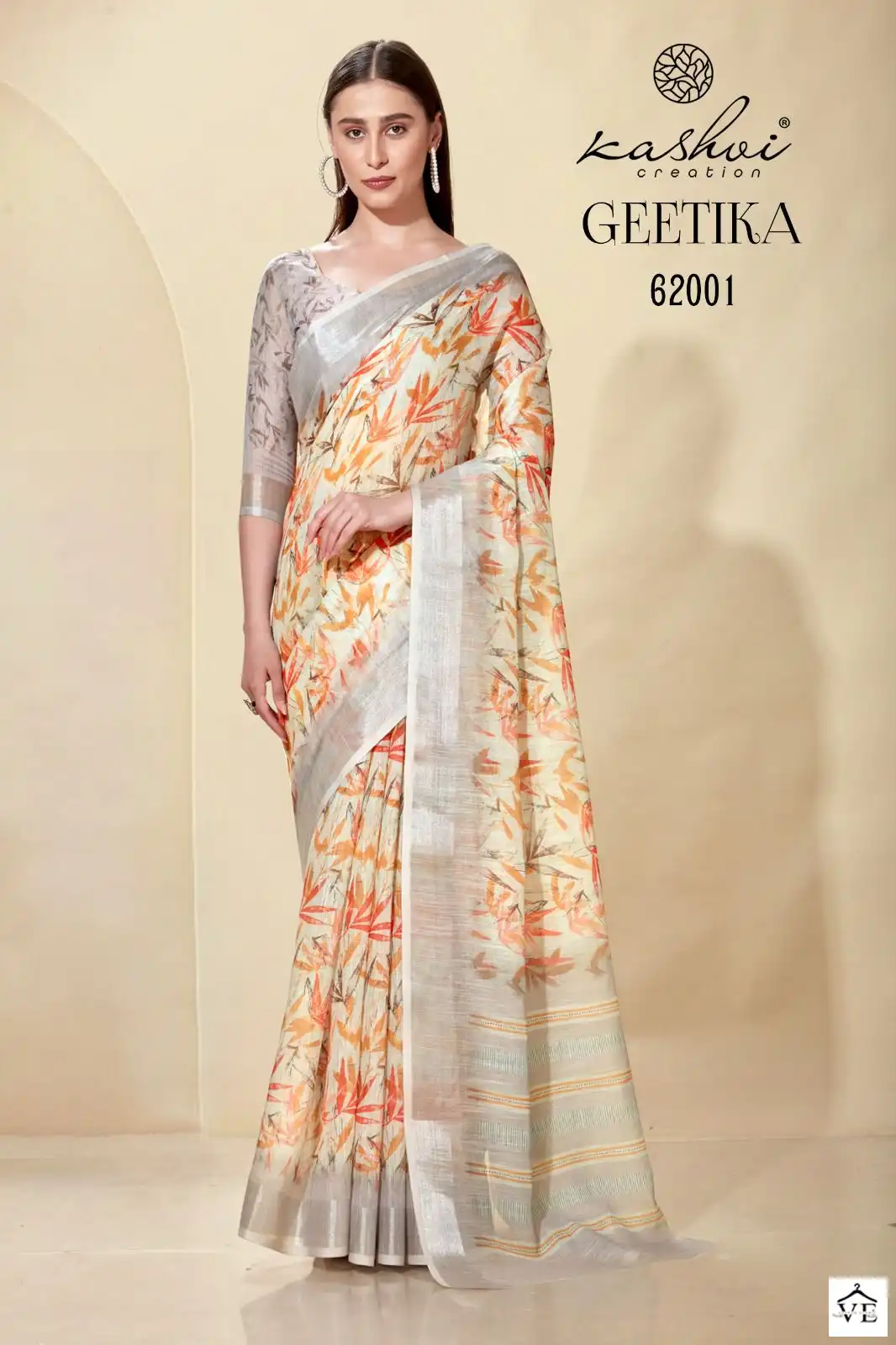Kashvi Creation Geetika Linen Cotton Wholesale Sarees Catalog — Wholesale Sarees, Kashvi Creation wholesale from Surat - Gallery Image 3