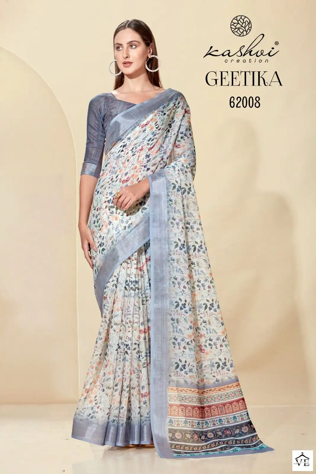 Kashvi Creation Geetika Linen Cotton Wholesale Sarees Catalog — Wholesale Sarees, Kashvi Creation wholesale from Surat - Gallery Image 5