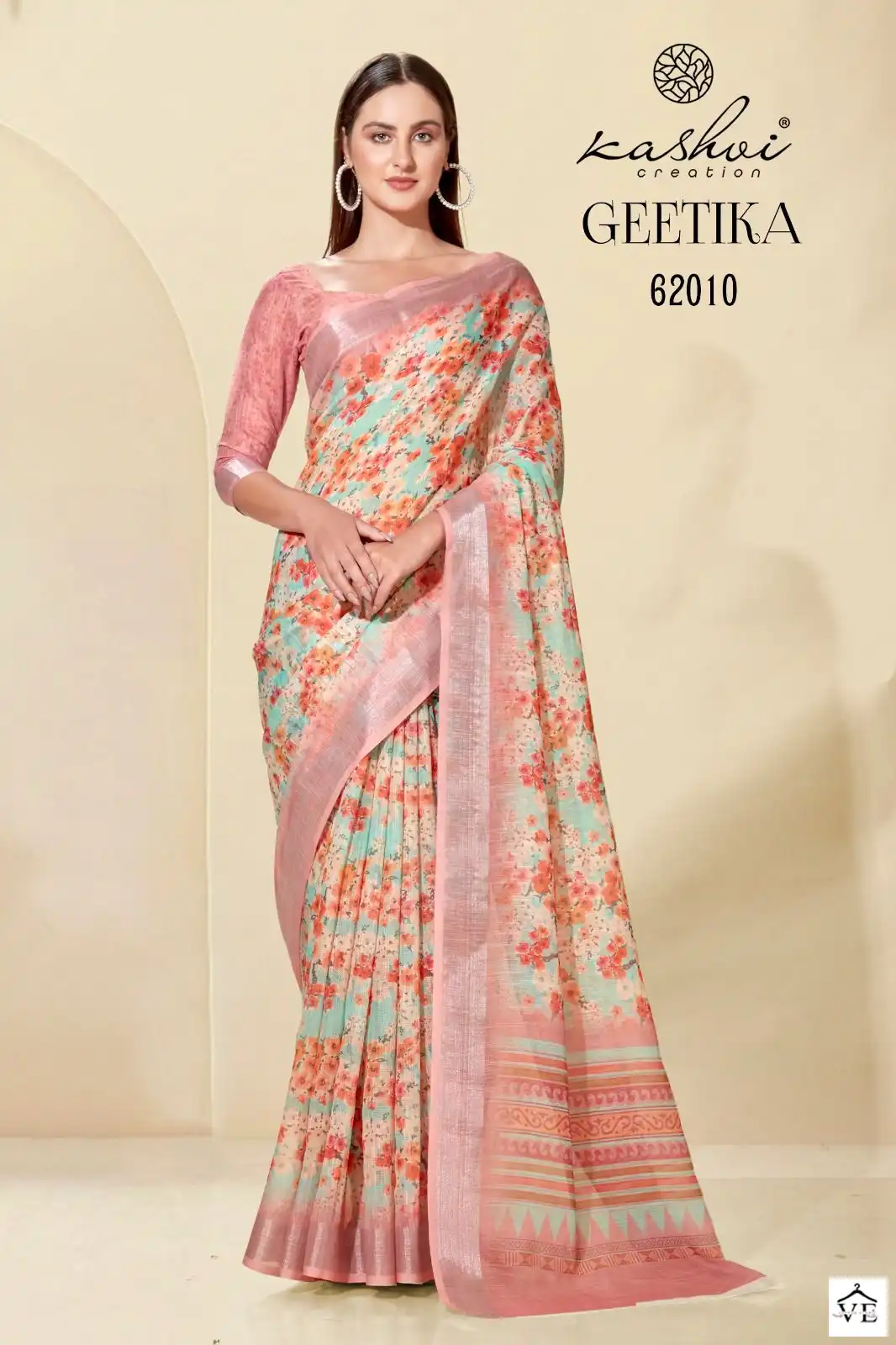 Kashvi Creation Geetika Linen Cotton Wholesale Sarees Catalog — Wholesale Sarees, Kashvi Creation wholesale from Surat - Gallery Image 7