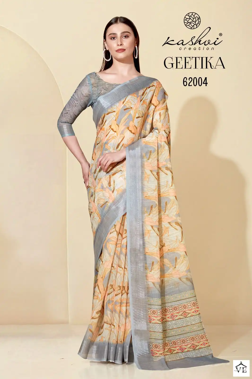 Kashvi Creation Geetika Linen Cotton Wholesale Sarees Catalog — Wholesale Sarees, Kashvi Creation wholesale from Surat - Gallery Image 8