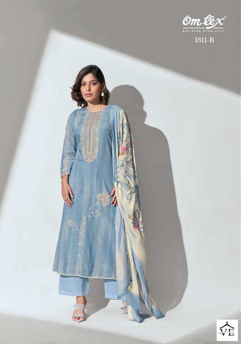 Omtex Gloria Muslin Linen Wholesale Designer Salwar Suit Catalog — Wholesale Salwar Suits, MPA wholesale from Surat - Gallery Image 3