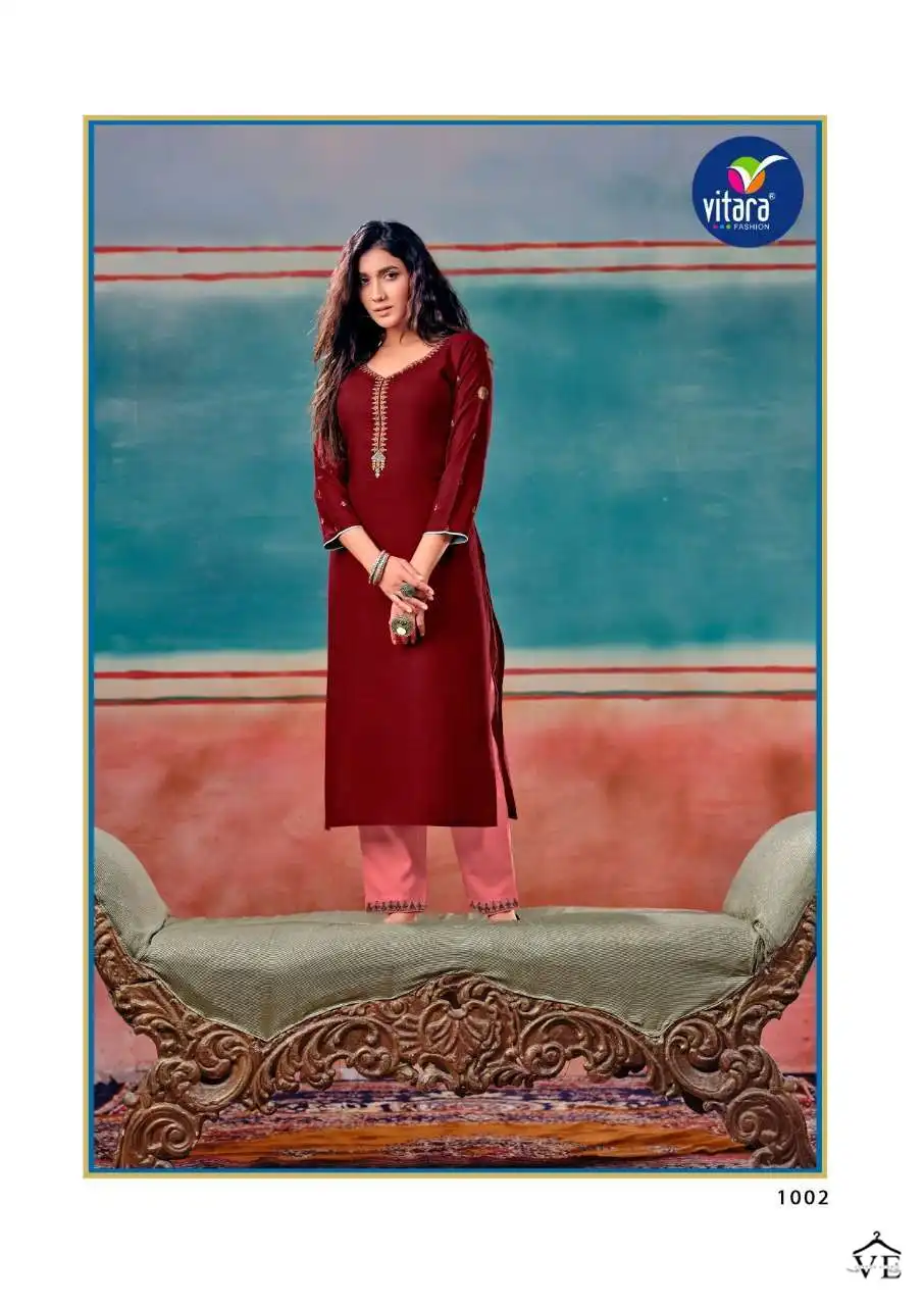 Vitara Gloster Rayon Wholesale Kurti Pant Catalog — Wholesale Kurtis, MPA wholesale from Surat - Gallery Image 3