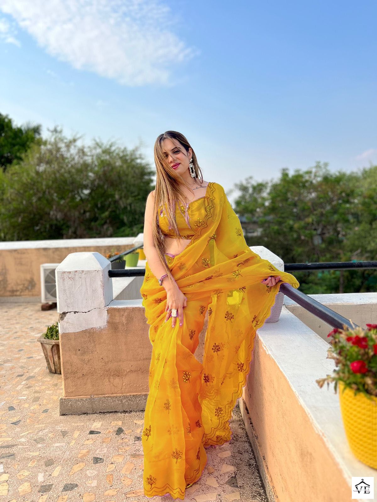 Vardan Ethnic Golden Butta Pure And Light Organza Wholesale Sarees Catalog — Wholesale Sarees, MPA wholesale from Surat - Gallery Image 3