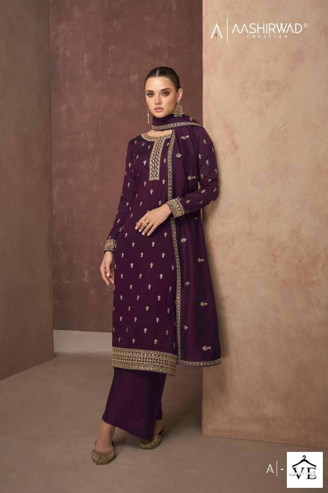 Aashirwad Gulmohar Premium Silk Wholesale Designer Salwar Suit Catalog — Wholesale Salwar Suits, Aashirwad Creation wholesale from Surat - Gallery Image 3
